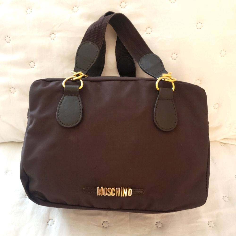 Authentic Vintage Moschino Redwall Mini Reversible Bowler Bag - Brown/Tan Nylon